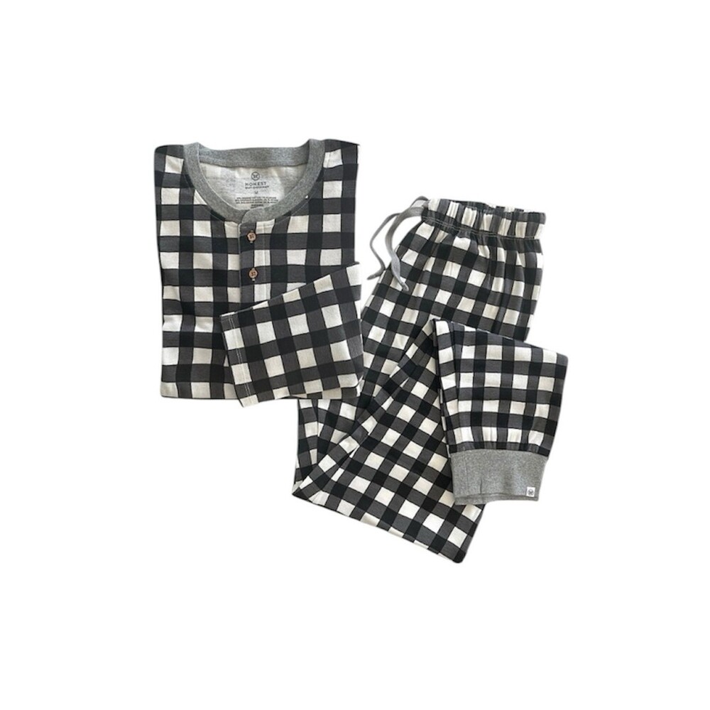 The Honest Company Buffalo Check Pajama Set NEW Oragnic Cotton Unisex Medium